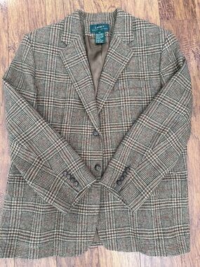 Lauren Ralph Lauren 100% Wool Plaid Blazer Size 18W